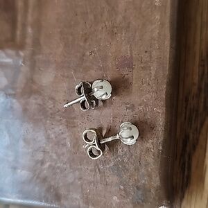 Vintage mid-century elegant silver pearl stud earrings